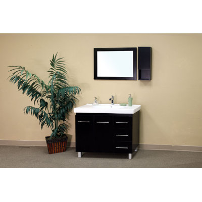 Bellaterra Home Payne Bathroom Mirror Side Cabinet in Black