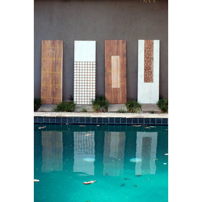 RS Furnishings Pura Vida I Shock Wave Teak Panel in Natural with Insert and Gold Waves