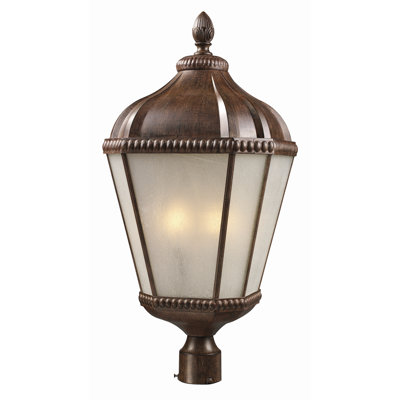 Z-Lite Waverly Outdoor Post Light with Aluminum Frame and Glass Shade