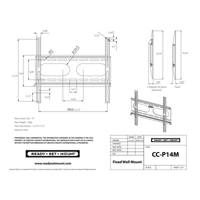 Ready Set Mount Ultra Slim LCD Wall Mount for 23" to 37" Screens in Hi-Gloss Black
