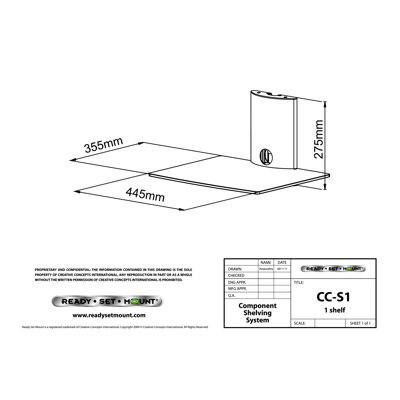 Ready Set Mount Monte Carlo Single Wall-Mount Shelf System in Hi-Gloss Black