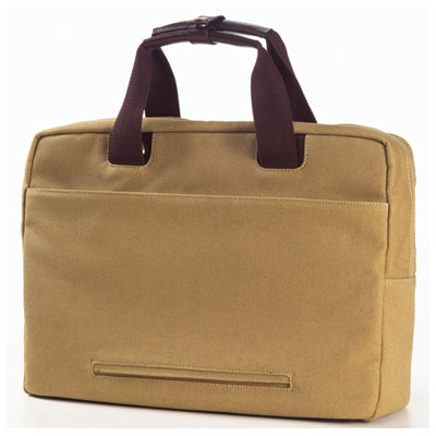 Clava Leather Canvas and Leather Briefcase in Khaki