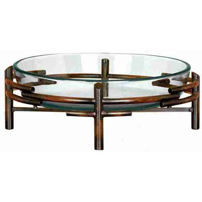 Urban Trends Sculptured Glass Bowl with Metal Stand