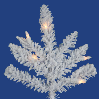 Vickerman Co. Flocked White Spruce 7.5' Artificial Christmas Tree with Clear Lights