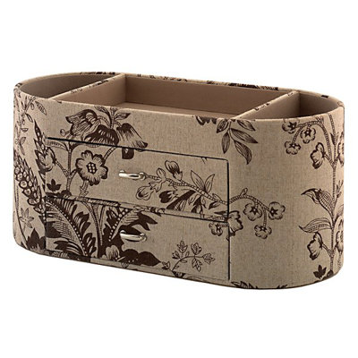 kathy ireland Office by Bush Desktop Organizer in Neutral & Chocolate Floral Print