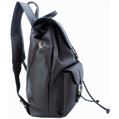 Leatherbay Backpack with Pockets in Dark Brown