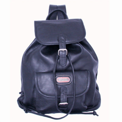 Leather Backpack with Single Pocket in Black