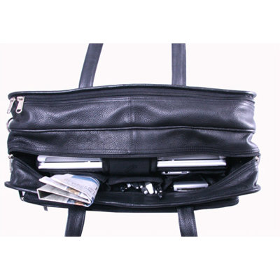 Leatherbay Cambridge Leather Briefcase in Black
