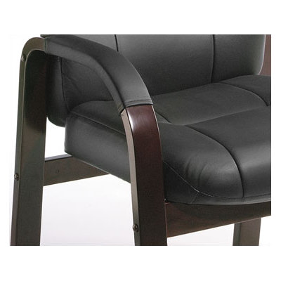 Boss Office Products Leather Guest Chair with Hardwood Arms