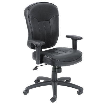 Boss Office Products Mid-Back LeatherPlus Task Chair optional Arms