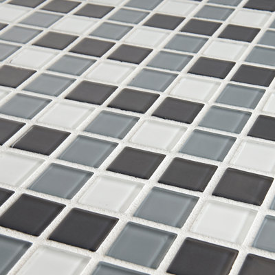 EliteTile Ambit 11-3/4" x 11-3/4" Basket Monochrome Glass Mosaic Wall Tile