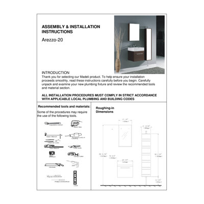 Madeli Arezzo 20" Wall Mounted Bathroom Vanity Set in Walnut