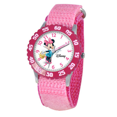 Kid's Minnie Mouse Time Teacher Velcro Watch in Pink