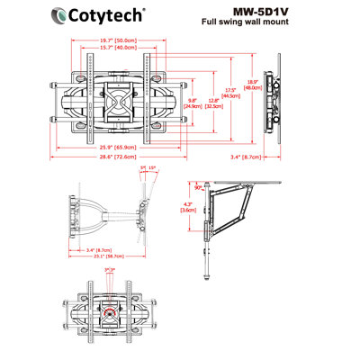 Cotytech Full Motion Dual Arm TV Wall Mount for 42" - 71" Screens