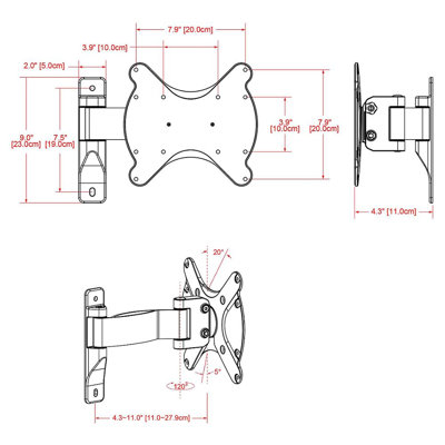 Cotytech Pivot TV Wall Mount for 22" - 37" Screens