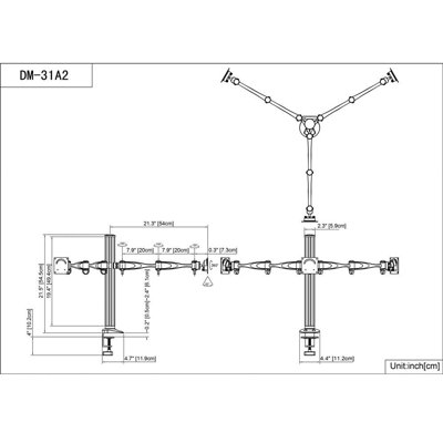 Cotytech Triple Monitor Desk Mount Dual Arm