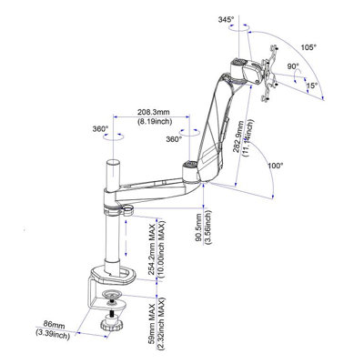 Cotytech Expandable Desk Mount Spring Arm Quick Release