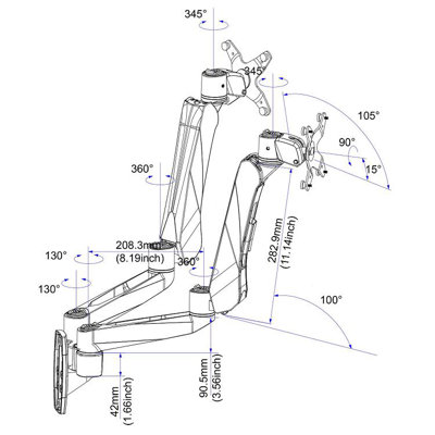 Cotytech Dual Monitor Wall Mount Spring Arm Quick Release