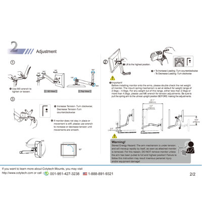 Cotytech Expandable Desk Mount Spring Arm Quick Release