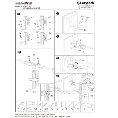 Cotytech Wall Mount for Two Monitors Vertical Double Arm