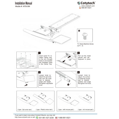 Cotytech Fully Adjustable Ergonomic Keyboard Mouse Tray-Lever