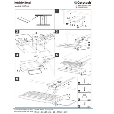 Cotytech Fully Adjustable Keyboard Mouse Tray