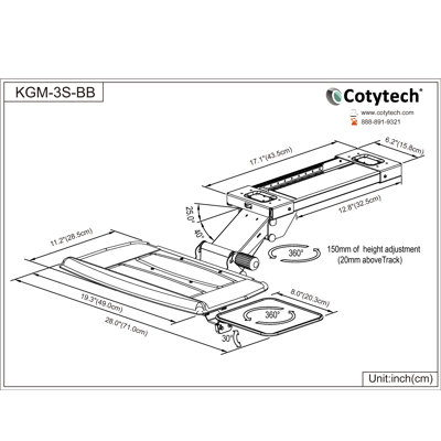 Cotytech Fully Adjustable Keyboard Mouse Tray Ball Bearing and Wrist Rest
