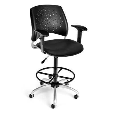 OFM Height Adjustable Swivel Stool with Lumbar Support