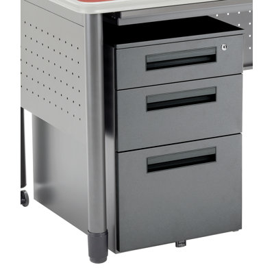 OFM Executive Series Mobile Pedestal File Cabinet with 3 Drawers in Dark Gray