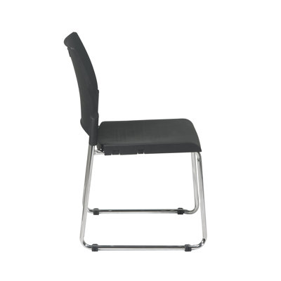 Office Star Products Straight Leg Stack Chair with Plastic Seat and Back, Black, 28 Pack, Ships with Dolly
