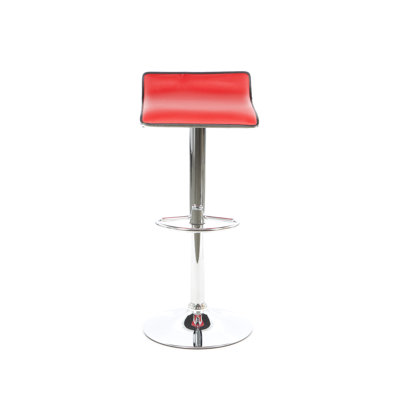 Powell Furniture Faux Leather Thin Seat Adjustable Height Bar Stool in Red