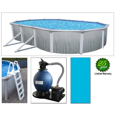 Swim Time Martinique 24' Oval Above Ground Pool Package in Touring Gray