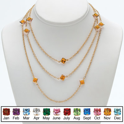 Palm Beach Jewelry Goldtone Princess Cut Birthstone Necklace