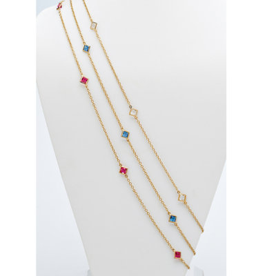 Palm Beach Jewelry Goldtone Princess Cut Birthstone Necklace