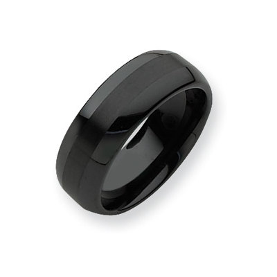 Ceramic Black 8mm Brushed and Polished Band