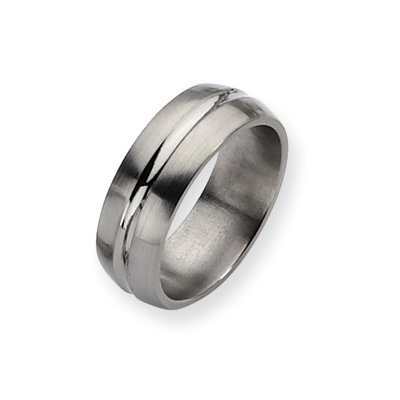 Titanium Grooved 8mm Brushed Polished Band Ring