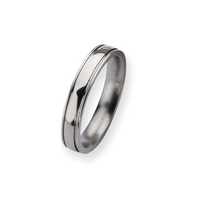 Titanium Grooved and Beaded 4mm Polished Band Ring