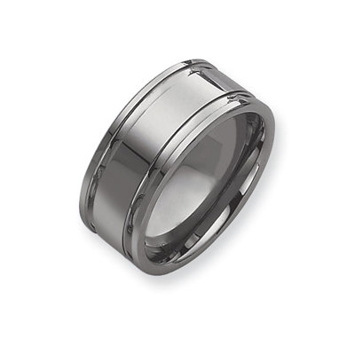 Tungsten Grooved 10mm Polished Band Ring