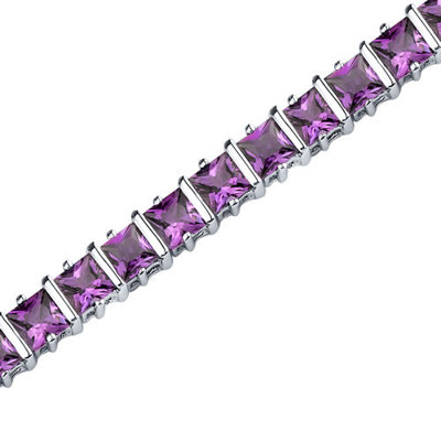 Oravo Gracefully Impressive 10.00 Carat Total  Weight Princess Cut Amethyst Gemstone Bracelet in Sterling Silver