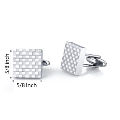 Oravo Handsome and Genteel Stainless Steel Checkerboard Square Cuff-links for Men