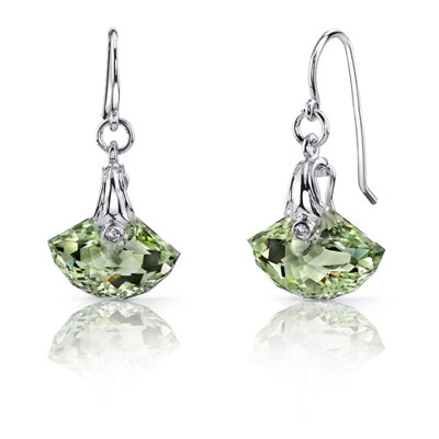 Oravo Spectacular Shell Cut 12.00 carats Alexandrite Fishhook Earrings Sterling Silver