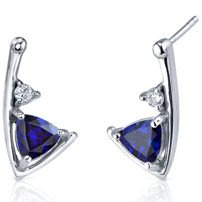 Oravo Modern Sophistication 1.50 Carats Gemstone Trillion Cut Cubic Zirconia Earrings in Sterling Silver