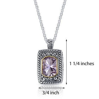 Oravo Baroness Cut 5.00 Carats Pink Amethyst Locket Style Pendant in Sterling Silver