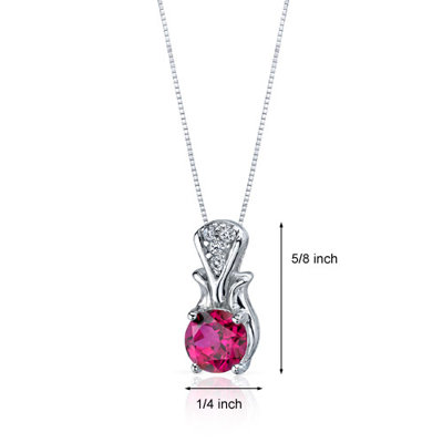 Oravo Regal Radiance 1.75 Carats Round Shape Ruby Pendant in Sterling Silver