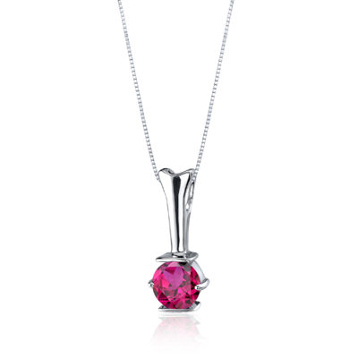 Oravo Simply Lucid 1.75 Carats Round Cut Ruby Pendant in Sterling Silver