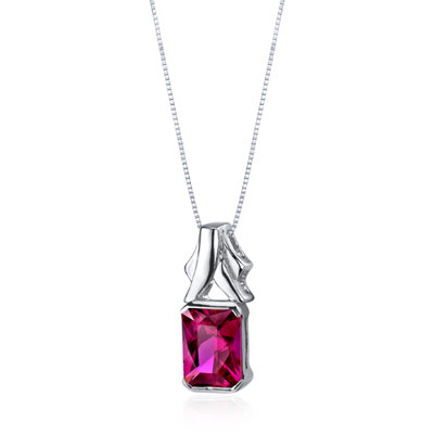 Oravo Lucid Elegance 2.75 Carats Radiant Cut Ruby Pendant in Sterling Silve