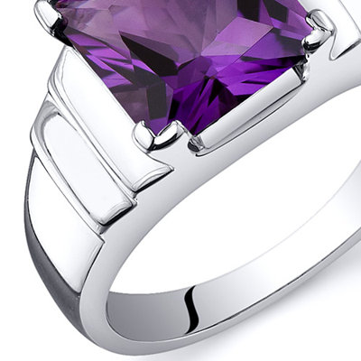 Oravo Step Design Princess Cut 3.25 carats Ring in Sterling Silver