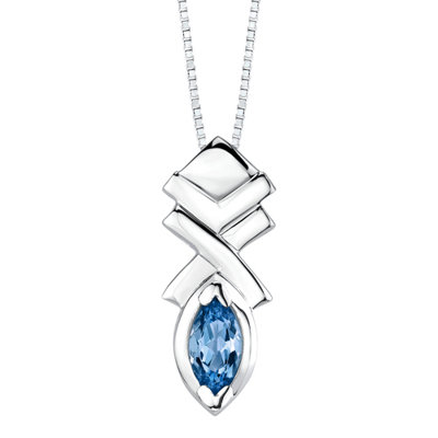 Oravo 2.75 carats Marquise Shape London Blue Topaz Pendant Earrings Set in Sterling Silver