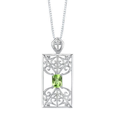 Oravo 2.5" 3.50 carats Radiant Cut Peridot Pendant Earrings Set in Sterling Silver