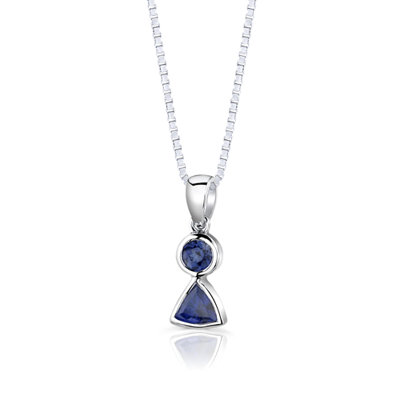 Oravo Sterling Silver 1.13" Multishape Sapphire Pendant Earrings and 18" Necklace Set
